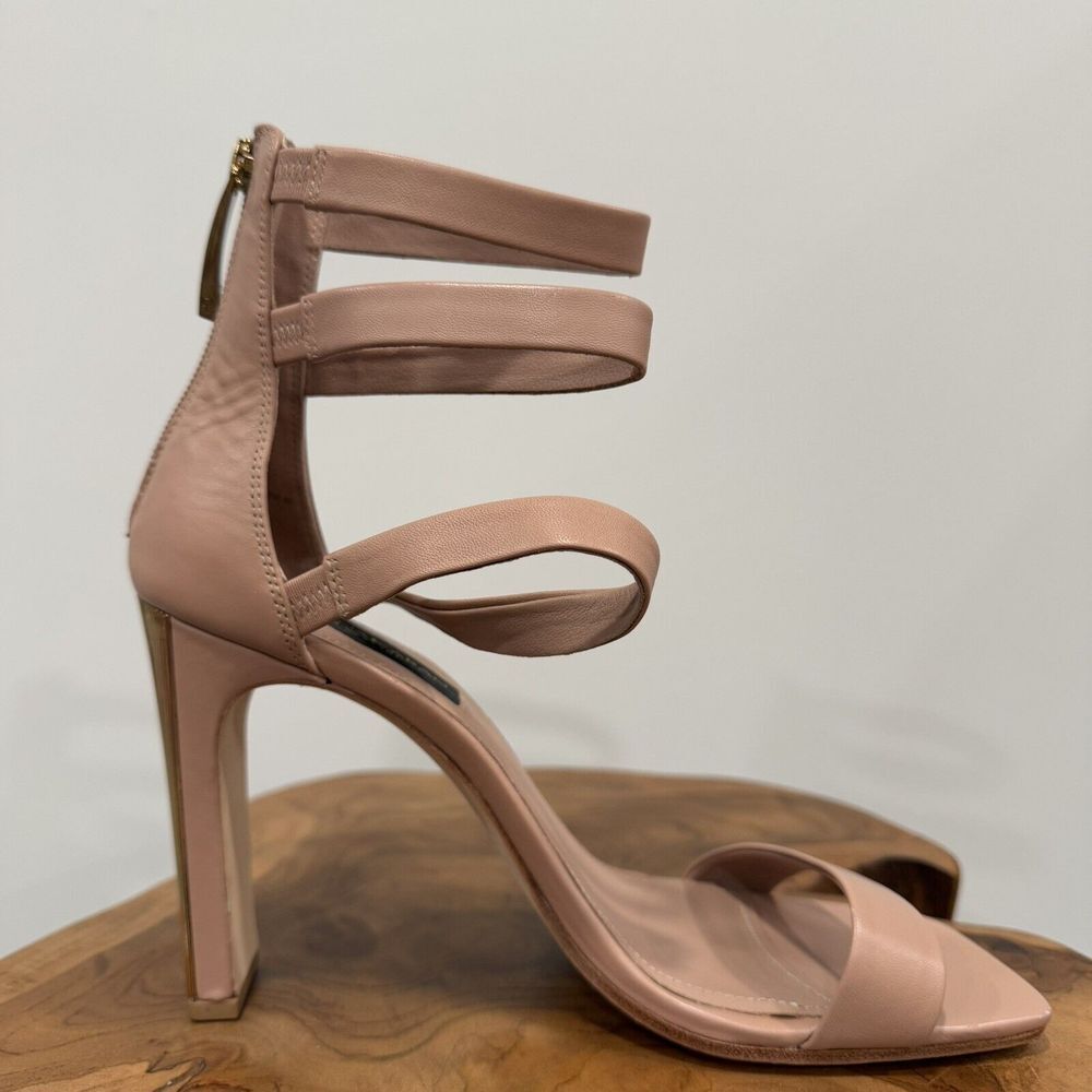 Donna Karan New York Heels Pumps Gold Platforms Shoes Beige Leather US 9 - Picture 7 of 11